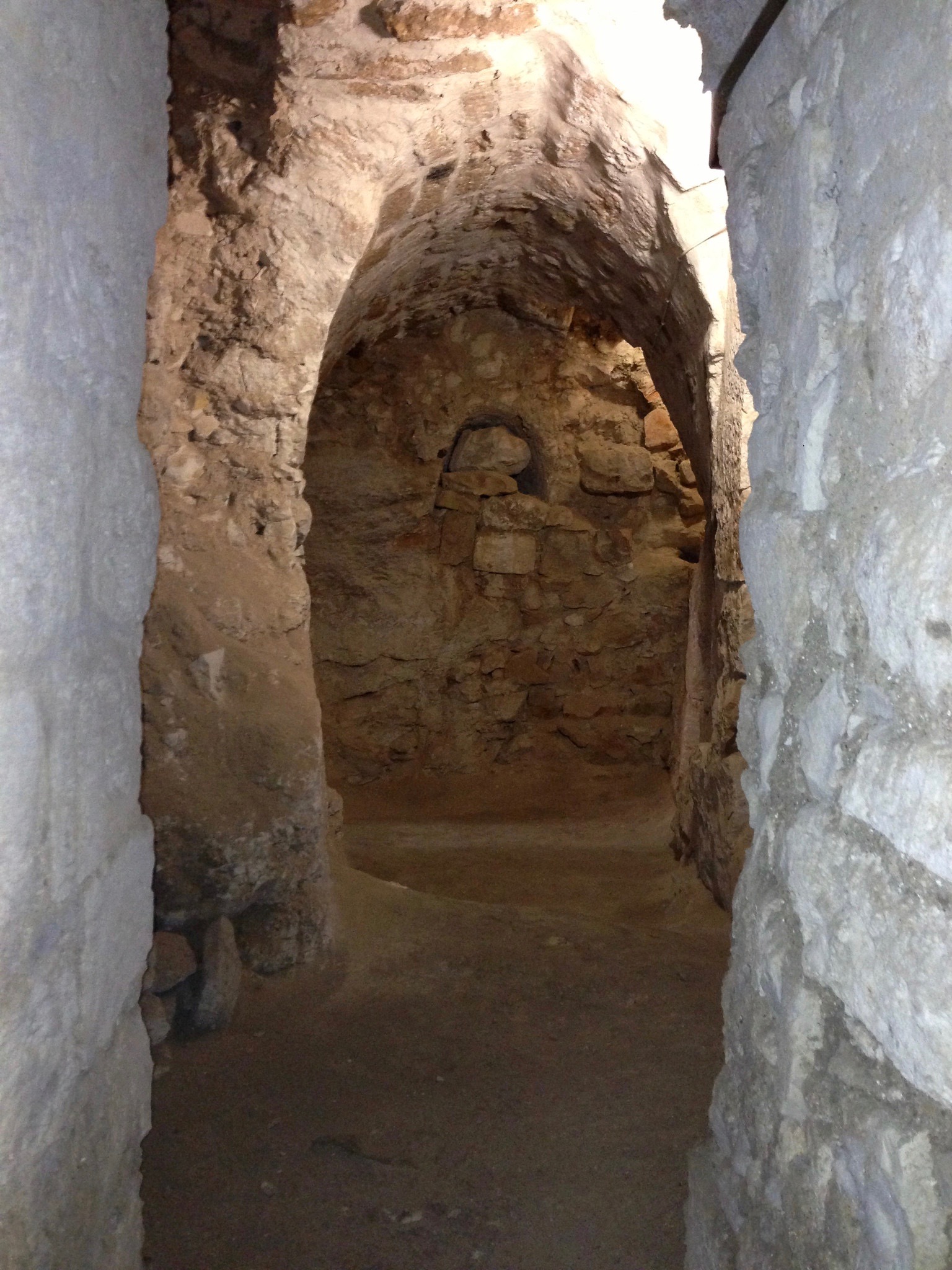 Internal view of caves with mix of artificial and natural forms ...